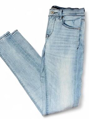 Express Mid Rise Denim Perfect Stretch Leggings Light Blue Washed Skinny Jeans 4